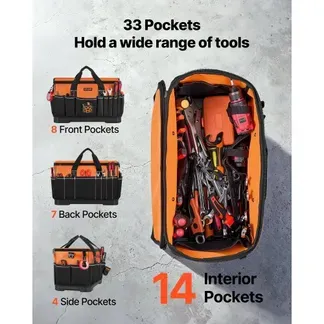 VEVOR Werkzeugtasche 51x26x30cm, Aufbewahrungstasche mit 14 Innen- & 19 Außenfächern, Wasserfester Werkzeug-Organizer aus Polyester mit Schultergurt & Reißverschluss, Werkzeugbeutel für Handwerker VEVOR Werkzeugtasche 51x26x30cm, Aufbewahrungstasche mit 14 Innen- & 19 Außenfächern, Wasserfester Werkzeug-Organizer aus Polyester mit Schultergurt & Reißverschluss, Werkzeugbeutel für Handwerker