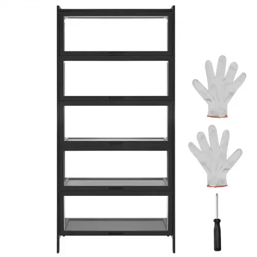 VEVOR Sammlervitrine Vitrinenschrank 5-stöckig, 172 cm hoch, Standvitrine mit natürlicher Holzrahmen (9,07 kg Tragkraft pro Schicht), Standregal Bücherregal für Büro Spielzimmer Wohnzimmer – Bild 8