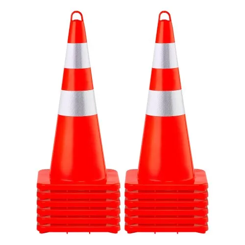 VEVOR 2 tlg. Sicherheitskegel Verkehrskegel PVC-Baukegel, 2 Reflektierende Kragen, Verkehrskegel mit Beschwerter Basis und Handring, für Verkehrskontrolle, Einfahrt, Straßenparken VEVOR 2 tlg. Sicherheitskegel Verkehrskegel PVC-Baukegel, 2 Reflektierende Kragen, Verkehrskegel mit Beschwerter Basis und Handring, für Verkehrskontrolle, Einfahrt, Straßenparken