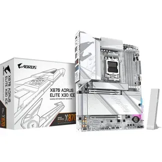 GIGABYTE X870 AORUS ELITE X3D ICE Mainboard – Unterstützt AMD Ryzen 9000 Prozessoren, 16+2+2 Phasen Digital-VRM, bis zu 9000Hz DDR5 (OC), 2xPCIe 5.0 + 2xPCIe 4.0, Wi-Fi 7, 2.5GbE LAN, USB 4 GIGABYTE X870 AORUS ELITE X3D ICE Mainboard – Unterstützt AMD Ryzen 9000 Prozessoren, 16+2+2 Phasen Digital-VRM, bis zu 9000Hz DDR5 (OC), 2xPCIe 5.0 + 2xPCIe 4.0, Wi-Fi 7, 2.5GbE LAN, USB 4