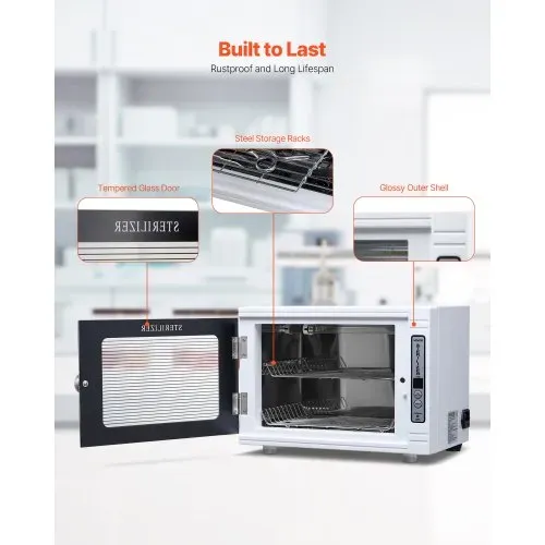 VEVOR UV Sterilisator Nagelwerkzeug-Reinigungsmaschine (12 L / 5 W) multifunktionale Nagelreiniger Sterilisator mit Timer-Einstellung, Reinigungskabinett mit Tür aus gehärtetem Glas, für Labore – Bild 5