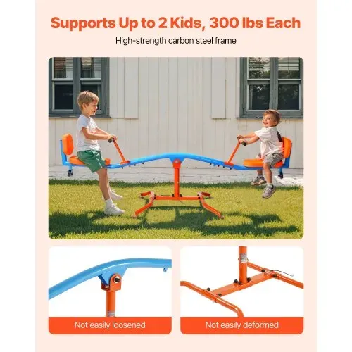 VEVOR Kinderwippe 2640 x 930 x 710 mm, Wippe bis 136 kg belastbar, Gartenwippe mit Griffen, Schaukelwippe, Karussellwippe für draußen, 360 Grad drehbar, Spielzeug für Kinder ab 3 Jahren – Bild 3