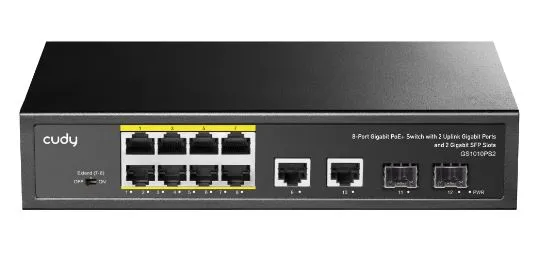 Cudy 8-Port Gigabit PoE+ Switch with 2 Gigabit Uplink ports and 2 Gigabit SFP slot 120W, GS1010PS2 Cudy 8-Port Gigabit PoE+ Switch with 2 Gigabit Uplink ports and 2 Gigabit SFP slot 120W, GS1010PS2