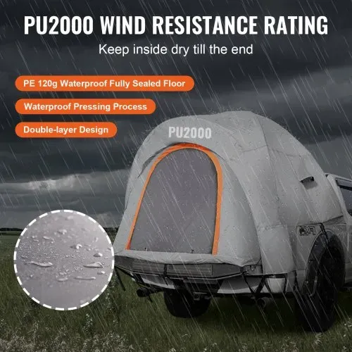 VEVOR Dachzelt Truck Lkw Zelt 200 x 165 x 170 cm, Doppelschichtzelt Outdoors Pickup Truck Zelt LKW Bett Zelt Outdoor Familie Camping Reise Autozelt, Wasserdichtes Autodachzelt Heckzelt Tragetasche – Bild 2