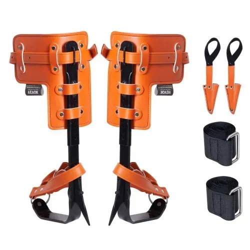 VEVOR Baumkletterspikes, 1 Paar Klettersporne aus legiertem Stahl, 350 lbs Tragkraft, Baumkletterausrüstung mit Gurten und Spike-Schutz, Baumpflegeausrüstung für Kletterer, Jagen, Obstpflücken, Orange – Bild 9