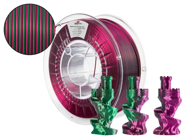Filament Spectrum · PLA Magic SILK · RASPBERRY BLUSH · 1.75mm · 1kg Filament Spectrum · PLA Magic SILK · RASPBERRY BLUSH · 1.75mm · 1kg