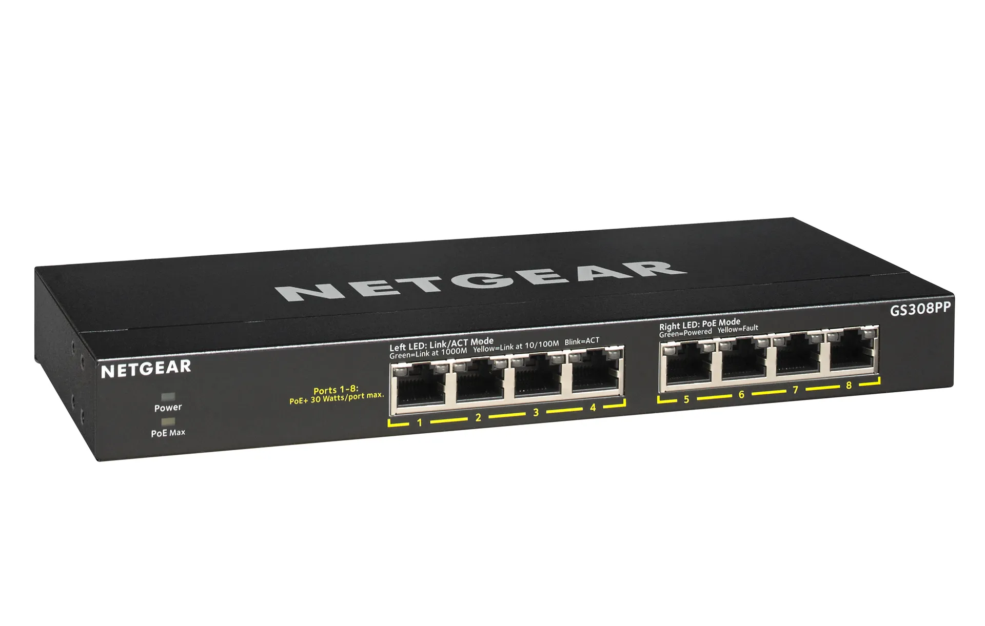NETGEAR GS308PP Unmanaged Gigabit Ethernet (10/100/1000) Power over Ethernet (PoE) Schwarz – Bild 5