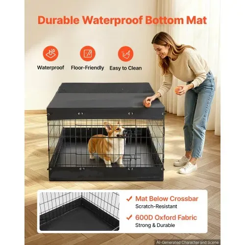 VEVOR Welpenauslauf Welpenlaufstall Metall 61cm 4-tlg. Deckel & Bodenmatte, Spielplatz für Kleine Hunde Katzen & Andere Kleintiere Faltbar Durch die Verschiedenen Formen Vielfältig Einsetzbar – Bild 3