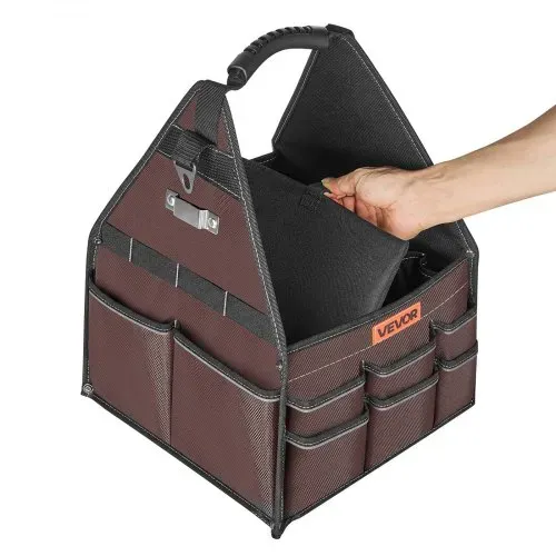 VEVOR Offene Werkzeugtasche 31x31x41cm, Aufbewahrungstasche mit 15 Innen- & 30 Außenfächern, Wasserfester Werkzeug-Organizer aus Polyester mit Schultergurt & Tragegriff, Werkzeugtrage für Handwerker – Bild 10