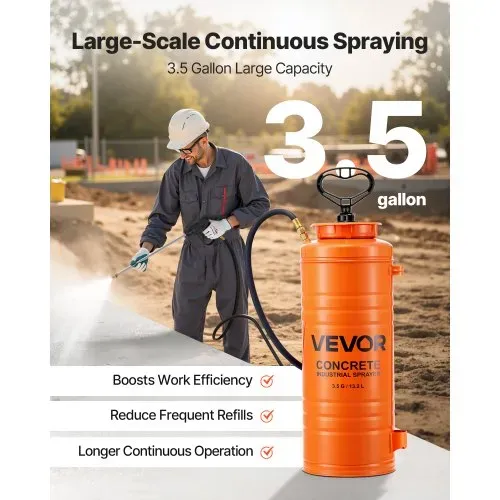 VEVOR Drucksprüher Industriell, 13,2L Edelstahl-Sprühgerät, Hochleistungs-Pumpsprüher, Stab mit ergonomischem Pistolengriff, Schlauch, 2 Messingdüsen, ideal für Bau, Garten – Bild 3