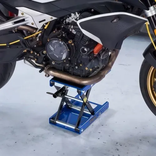 VEVOR Motorradheber 499 kg Tragkraft Motorradhebebühne mit Breiter Auflagefläche Sicherheitsbolzen 95-340 mm Höhenverstellbar Scherenheber aus Stahl für Straßenmotorräder Cruiser Schwarz Blau – Bild 7