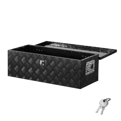 VEVOR Werkzeugkasten aus Aluminium für die Ladefläche mit seitlichem Griff und Schlossschlüsseln, Aufbewahrungs-Werkzeugkiste für Anhänger Pickup Wohnmobil (762 x 330,2 x 243,84 mm) Schwarz VEVOR Werkzeugkasten aus Aluminium für die Ladefläche mit seitlichem Griff und Schlossschlüsseln, Aufbewahrungs-Werkzeugkiste für Anhänger Pickup Wohnmobil (762 x 330,2 x 243,84 mm) Schwarz