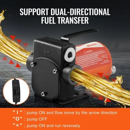 VEVOR Dieselpumpe, 12 V DC, 5 GPM, 1/7 PS, Heizölpumpe mit automatischer Abschaltung der Pistole, Umfüllpumpe, langer Einlass- und Auslassschlauch für Benzin, Diesel, Kerosin, Methanol-Mischungen – Bild 3