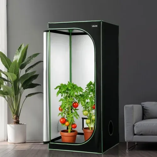 VEVOR Growzelt, 80x80x180 cm, Growbox 600D hochreflektierendes Mylar, Indoor-Pflanzenzelt mit Beobachtungsfenster, Bodenwanne & Reißverschluss, Gewächshaus Zuchtzelte für Obst, Blumen & Gemüse – Bild 7