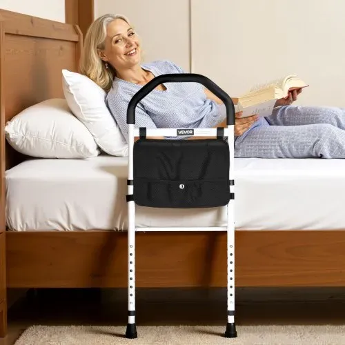 VEVOR Aufstehhilfe Bett, Haltegriffe mit Stützbein & PU-Handlauf, 732–992mm höhenverstellbarer Gehstock aus Karbonstahlrohr, Bett Einstiegshilfe für Kingsize-, Queensize-, Full- & Twin-Betten – Bild 7