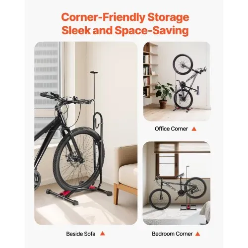 VEVOR Fahrradständer, kompatibel mit Mountainbikes & 406,4–700 mm Fahrrädern, Freistehender Fahrradhalter Ständer, vertikaler & horizontaler Ständer für kleine Räume, Eingangsbereich, Garage – Bild 3