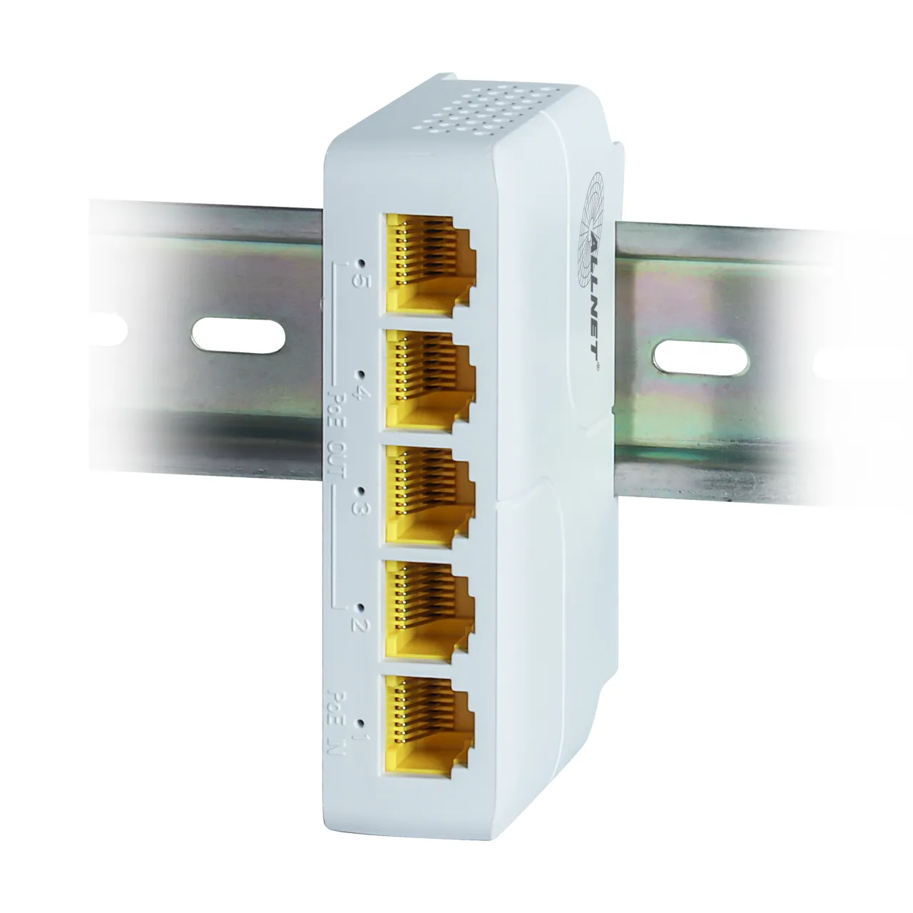 ALLNET Switch unmanaged 5 Port • 5x GbE • PoE Budget 85W • 1x bt out, 3x PoE af/at out, 1xPoE bt 90W in • Lüfterlos, DIN, PD-Input • ALL-SG8005PD-BT90 – Bild 5