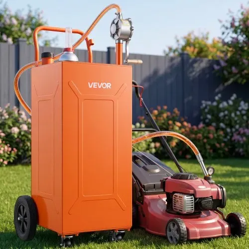 VEVOR 132,5L Kraftstofftrolley Mobile Tankanlage mit Manueller Pumpe Orange, Kohlenstoffstahl, Inkl. 4 Rolle & 3m Förderschlauch, Max. 17,8L/min Durchfluss, Benzin & Diesel, Ideal für ATV UTV Motorrad – Bild 7