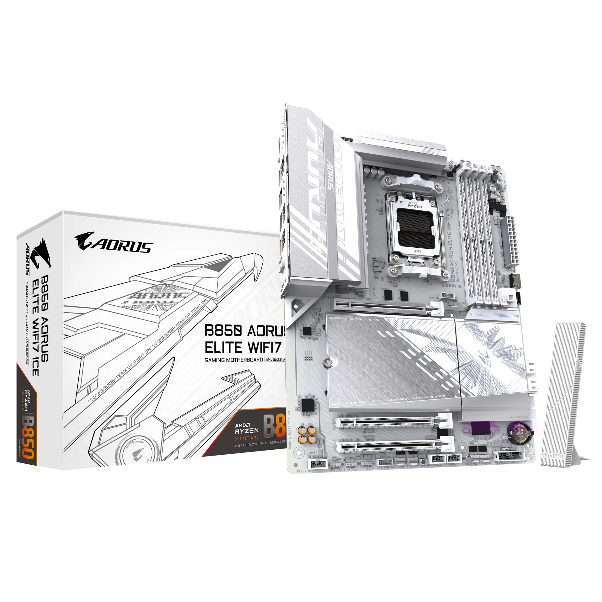 GIGABYTE B850 AORUS ELITE WIFI7 ICE Motherboard – AMD Ryzen 9000 Serie CPUs, 14+2+2 Phasen digitales VRM, bis zu 8200MHz DDR5 (OC), 1xPCIe 5.0 + 2xPCIe 4.0 M.2, 2,5 LAN, WIFI 7, USB 3.2 Gen 2×2 GIGABYTE B850 AORUS ELITE WIFI7 ICE Motherboard – AMD Ryzen 9000 Serie CPUs, 14+2+2 Phasen digitales VRM, bis zu 8200MHz DDR5 (OC), 1xPCIe 5.0 + 2xPCIe 4.0 M.2, 2,5 LAN, WIFI 7, USB 3.2 Gen 2×2