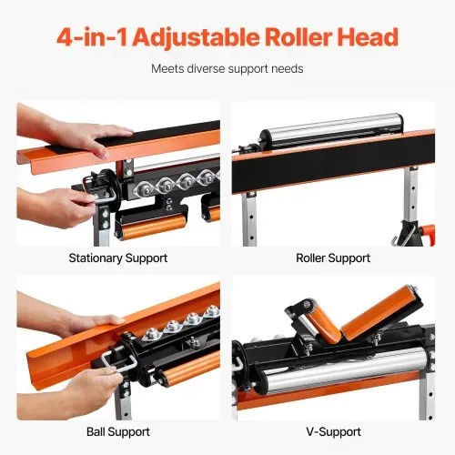 VEVOR 4-in-1-Rollenständer 200 kg, Rollenbock 84–127 cm höhenverstellbar, Arbeitsbock mit Zahnstange & poliertem, multidirektionalem Rollenkopf, für Tischkreissägen-Auslauf, Verlängerungsstütze – Bild 3