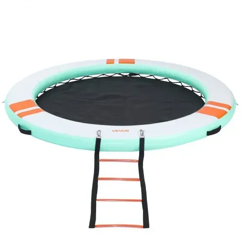 VEVOR Aufblasbares Schwimmdock, φ3,05m, Schwimmplattform mit Rutschfester Oberfläche, Tragetasche, Sonnendach & Abnehmbarer Leiter, Schwimmende Insel, Wasserplattform für Pool, Strand & Meer, Rund – Bild 10