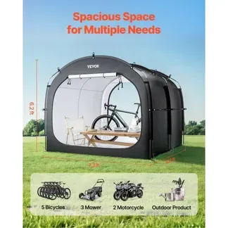 VEVOR Fahrradzelt, 5 Fahrräder, geräumige Fahhrradgarage mit belüftetem Fenster, einfach zu installierendes Fahrradzelt mit hochfestem Fiberglas & Doppelreißverschlüssen, 224x247x198 cm VEVOR Fahrradzelt, 5 Fahrräder, geräumige Fahhrradgarage mit belüftetem Fenster, einfach zu installierendes Fahrradzelt mit hochfestem Fiberglas & Doppelreißverschlüssen, 224x247x198 cm