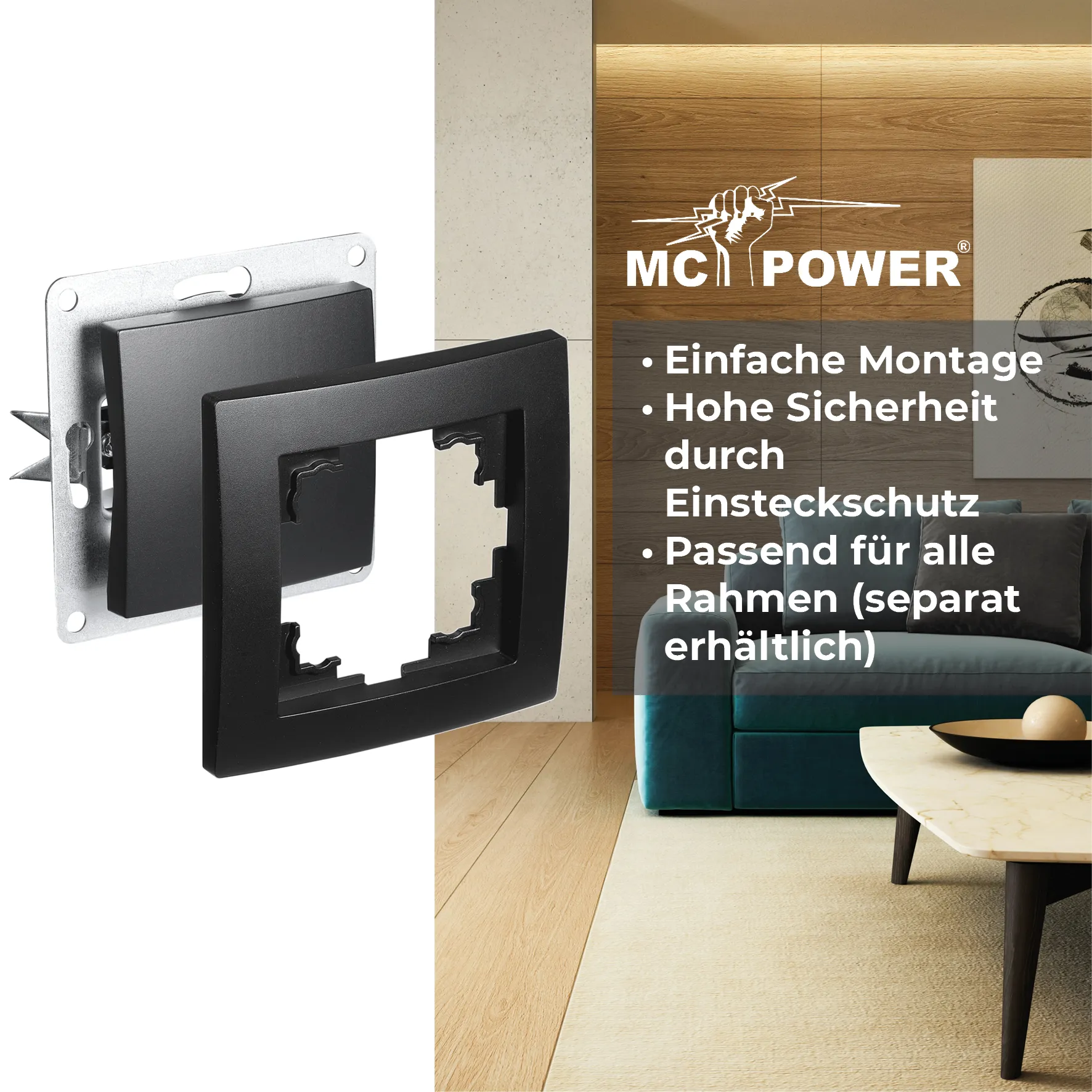Wechselschalter McPower ''Flair'', 250V~/10A, UP, matt schwarz – Bild 4