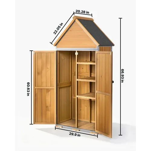 VEVOR Gartenschrank Holz, Geräteschrank mit Abschließbaren Türen, Gerätehaus mit Regalen & Boden, Geräteschuppen, Gartengerätehaus, Werkzeugschrank für Terrasse, Garten / Rasen, 76x43x171 cm – Bild 3