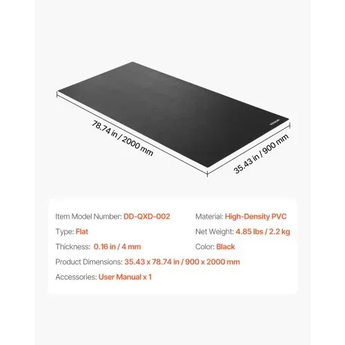 VEVOR Laufbandmatte für Teppichboden Bodenschutzmatte (90 x 200 cm) für Sportgeräte 4 mm dick, Trainingsgerätematte für Laufbänder Ellipsentrainer Rudergerät, hochdichter PVC-Bodenschutz – Bild 6