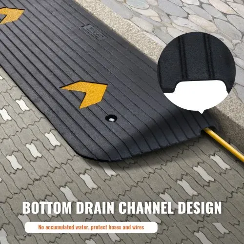 VEVOR Schwellenrampe Vollgummi Türschwellenrampe 15Tonnen Tragfähigkkeit Bordsteinrampe mit Kanal 110x32x3,8cm Rollstuhlrampe Auffahrrampe Gummirampe Ideal für unebenen Boden Bordsteinkanten – Bild 4