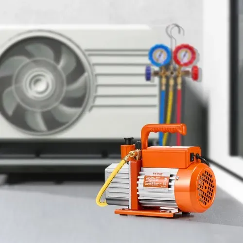 VEVOR Vakuumpumpe, 4 CFM, HVAC einstufige Drehschieber-Vakuumpumpe, für R134a R22 R410a Systeme, Auto-AC-Vakuumpumpen-Kit mit Ölflasche, für die Wartung von Auto-Klimaanlagen und Harzentgasung – Bild 7