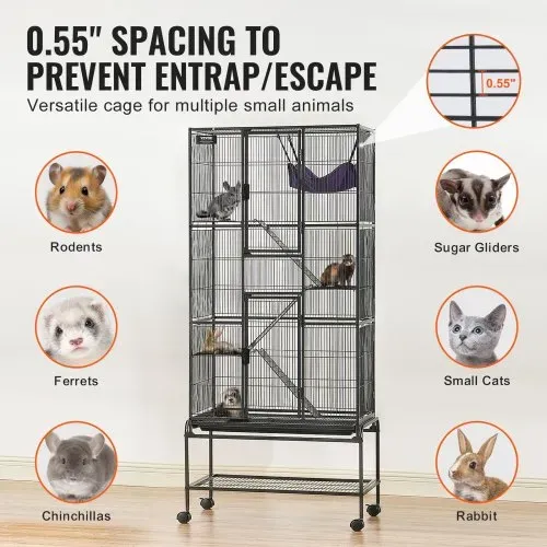 VEVOR 69" rollender Frettchenkäfig aus Metall, großer 4-stöckiger Critter Nation-Käfig, Kleintierkäfig mit Rampen und Tablett, einfach aufzubauen für Hausratten, Hamster, Meerschweinchen, Chinchillas, Eichhörnchen, Igel, Hasen – Bild 2