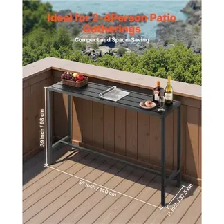VEVOR Bartisch, 1400 x 375 x 980 mm, Bistrotisch, Stehtisch mit Metallgestell, rechteckige Esstische, Küchentisch, Tresentisch, Partytisch, Gartenmöbel für Balkon, Garten, Poolrand VEVOR Bartisch, 1400 x 375 x 980 mm, Bistrotisch, Stehtisch mit Metallgestell, rechteckige Esstische, Küchentisch, Tresentisch, Partytisch, Gartenmöbel für Balkon, Garten, Poolrand