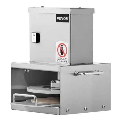 VEVOR elektrische Pizzateigpresse mit 15,24 cm Gebäck-Pressplatte, Brotpresse aus Edelstahl, kommerzielle Formmaschine mit einstellbarer Dicke & 100 Stk. Pergamentpapier, Pizza-Teigrolle – Bild 9