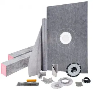 VEVOR Duschschwellen-Set, 48 x 72 Zoll wasserdichte Duschschwellenauflage mit 4 Zoll ABS-Mittelflansch, 4 Zoll Edelstahlgitter, 2 zuschneidbare Duschschwellen und Kelle, Duschwannen-Gefällestäbe passend für Badewanne VEVOR Duschschwellen-Set, 48 x 72 Zoll wasserdichte Duschschwellenauflage mit 4 Zoll ABS-Mittelflansch, 4 Zoll Edelstahlgitter, 2 zuschneidbare Duschschwellen und Kelle, Duschwannen-Gefällestäbe passend für Badewanne