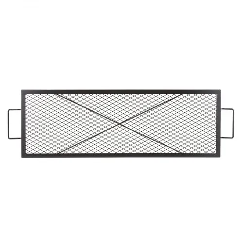 VEVOR 1110 x 380 x 25 mm X-Marks Feuerstellen-Grillrost, Rechteckiger Grillrost, Lagerfeuer-BBQ-Grillrost aus Stahl mit Griff, Tragbares Camping-Kochgeschirr für Partytreffen im Freien, Schwarz – Bild 8