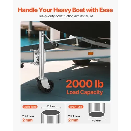 VEVOR Stützrad für Boote, 907 kg Tragfähigkeit, Bootstrailerheber mit PP-Doppelrad & ergonomischem Griff, Hubbereich von 381 bis 685mm, Bugrad geeignet für Wohnmobile, Boote & Nutzanhänger VEVOR Stützrad für Boote, 907 kg Tragfähigkeit, Bootstrailerheber mit PP-Doppelrad & ergonomischem Griff, Hubbereich von 381 bis 685mm, Bugrad geeignet für Wohnmobile, Boote & Nutzanhänger