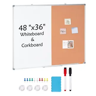 VEVOR 48″ x 36″ Whiteboard & Korktafel-Kombination mit Aluminiumrahmen – 2-in-1 magnetische, trocken abwischbare Pinnwand zur Wandmontage – Ideal für Schule, Zuhause, Büro VEVOR 48″ x 36″ Whiteboard & Korktafel-Kombination mit Aluminiumrahmen – 2-in-1 magnetische, trocken abwischbare Pinnwand zur Wandmontage – Ideal für Schule, Zuhause, Büro