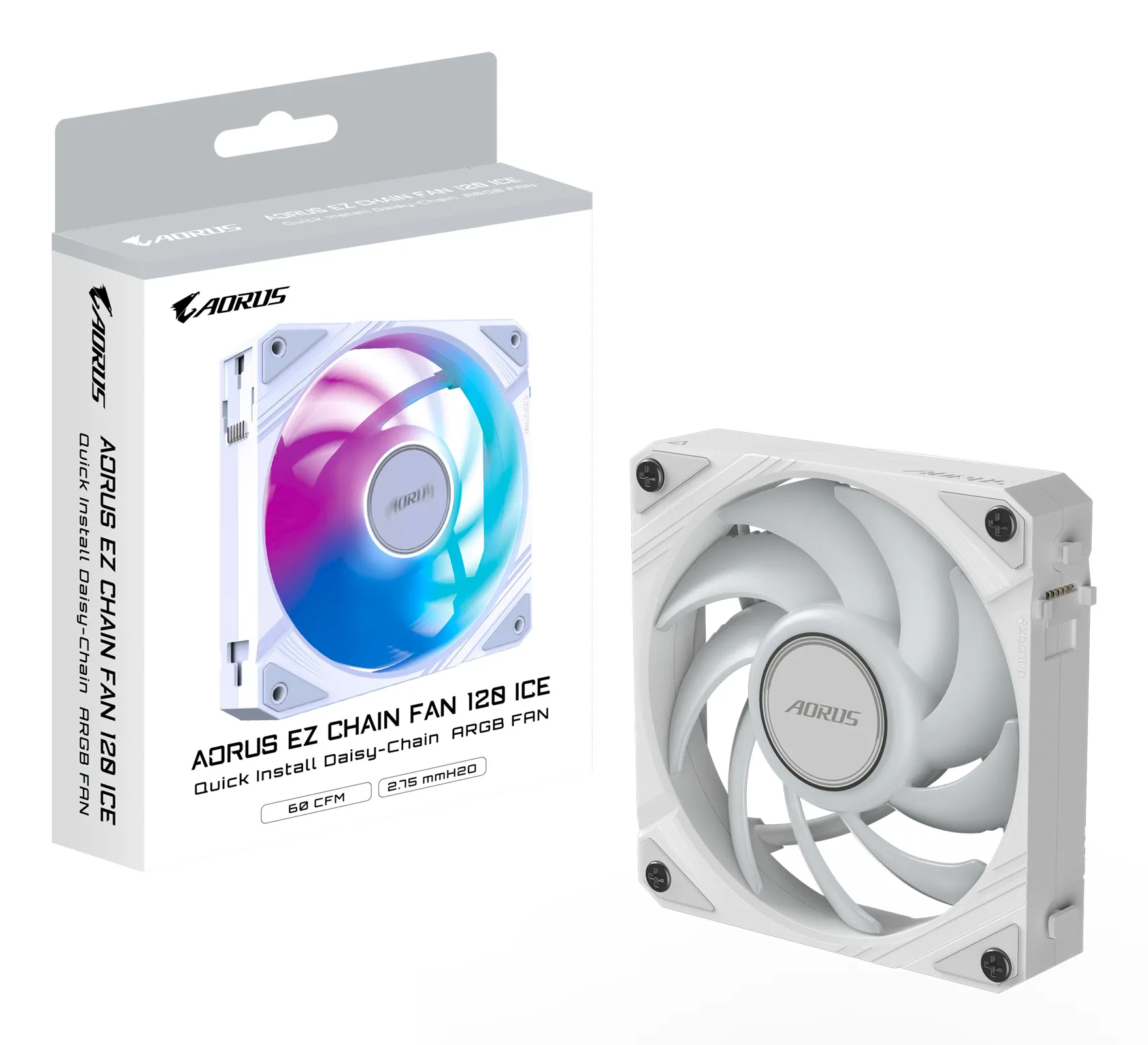 GIGABYTE AORUS EZ CHAIN FAN 120 ICE Hauptplatine Ventilator 12 cm Weiß 1 Stück(e) – Bild 7