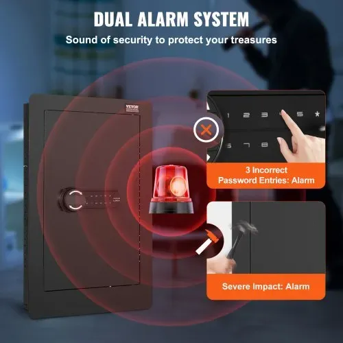 VEVOR 3-stufiger Waffentresor Wandtresor Safe, 3 herausnehmbaren Regalen 6 Schlüsselhaltern LED-Licht Vibrationsalarm, Tastenfeld und Schlüssel, für Langwaffe Pässe Schmuck Bargeld wichtige Dokumente – Bild 4