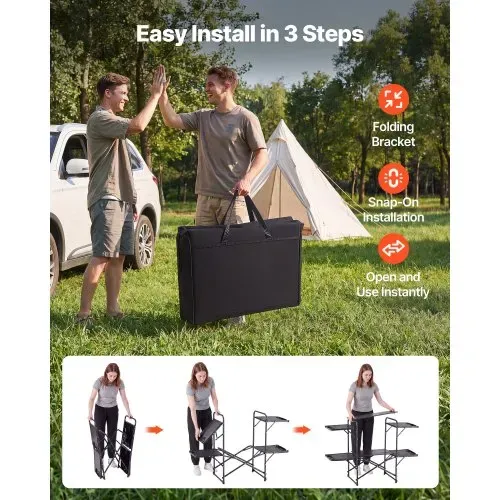 VEVOR Klappbare Campingküche, Campingkochstation mit 4 Beistelltischen, Hitzebeständiger Tischplatte und Tragetasche, Tragbare Camping-Küchenstation Ideal für Picknick, Grillen und Wohnmobilreisen – Bild 2