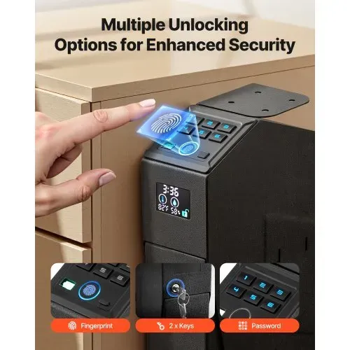 VEVOR Waffentresor Pistolentresor mit Fingerabdruck/Passwort (6-stellige Tastatur)/Schlüssel, Waffensafe Waffenkofferbox mit LED für 1 Pistole & Magazin, 190 x 98 x 425 mm Waffenbox für Nachttisch VEVOR Waffentresor Pistolentresor mit Fingerabdruck/Passwort (6-stellige Tastatur)/Schlüssel, Waffensafe Waffenkofferbox mit LED für 1 Pistole & Magazin, 190 x 98 x 425 mm Waffenbox für Nachttisch
