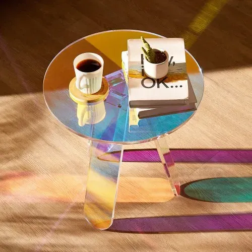 VEVOR Acryl-Beistelltisch φ45 x 48 cm, Bunter Acryl-Beistelltisch Bartisch Leicht zu Reinigen, Acryl-Couchtish für Kaffee, Getränke, Essen, Snacks, Couchtisch für Wohnzimmer, Schlafzimmer usw. – Bild 7