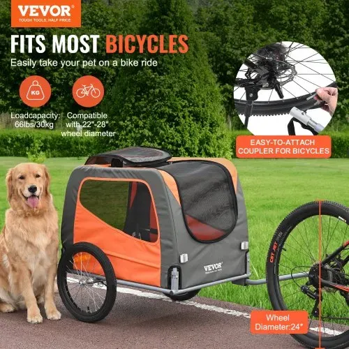 VEVOR Hundeanhänger 30 kg Fahrradanhänger Kohlenstoffstahl + 600D Oxford-Gewebe + PP faltbar 1440 x 720 x 779 mm als Anhänger Gefaltete Größe 760 x 560 x 195 mm Orange&Grau VEVOR Hundeanhänger 30 kg Fahrradanhänger Kohlenstoffstahl + 600D Oxford-Gewebe + PP faltbar 1440 x 720 x 779 mm als Anhänger Gefaltete Größe 760 x 560 x 195 mm Orange&Grau