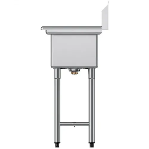 VEVOR Spülbecken mit 3 Becken & 2 Abtropfflächen & Spritzschutz, Küchenspüle (1372 x 508 x 1097 mm), Küchenspüle für Restaurants Imbisswagen Privaten Gebrauch, Edelstahlspüle Silber – Bild 10