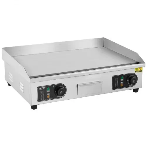 VEVOR Kommerzieller elektrischer Grill, 4000 W, flache Grillplatte für die Arbeitsplatte, einstellbare Temperatur von 122 °F bis 572 °F, 25,98 x 15,75 x 0,39 Zoll, Grillplatte aus Edelstahl mit 2 Schaufeln und 2 Bürsten für Zuhause oder das Restaurant – Bild 9