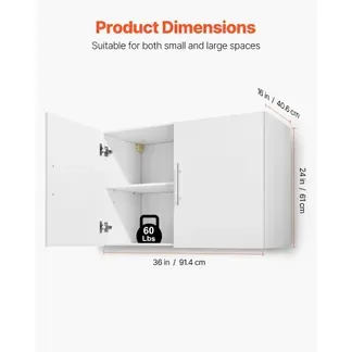 VEVOR Wandschrank für Waschküche, 2-stöckiger Wandhängeschrank mit verstellbarer Ablage, Küchenschrank mit 2 Türen, für Küche Bad Wäscherei, 40,6 x 91,4 x 61 cm (T x B x H), Oberschrank Weiß VEVOR Wandschrank für Waschküche, 2-stöckiger Wandhängeschrank mit verstellbarer Ablage, Küchenschrank mit 2 Türen, für Küche Bad Wäscherei, 40,6 x 91,4 x 61 cm (T x B x H), Oberschrank Weiß