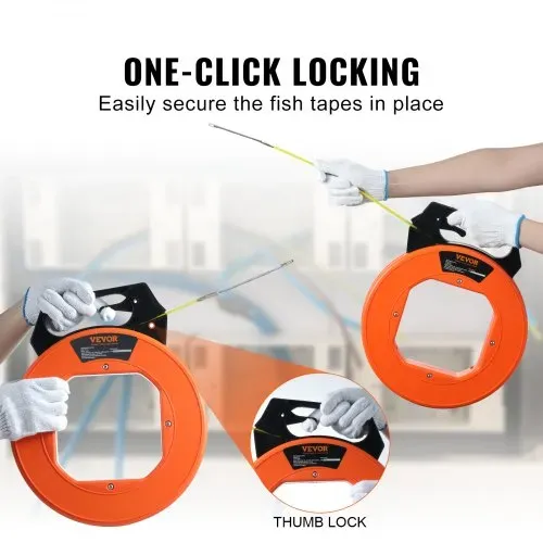 VEVOR Fischband, 100 Fuß, 3/16 Zoll, Glasfaser-Drahtzieher mit optimiertem Gehäuse und Griff, benutzerfreundliches Kabelzieher-Werkzeug, flexible Drahtangelwerkzeuge für Wände und elektrische Leitungen, nicht leitend – Bild 3
