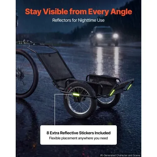 VEVOR Fahrradanhänger Lastenanhänger Transportanhänger für Offroad 145 kg, Kohlenstoffstahl & PVC-Netzgewebe, Mit 8 Reflektoren, Faltbares Design, Für 22-28 Zoll Räder, Fahrradwagen für Alle Gelände – Bild 4
