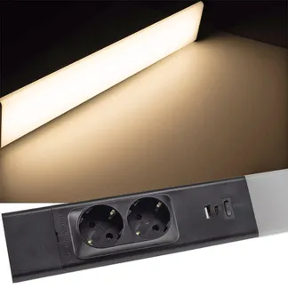 LED Unterbauleuchte „Arusha“ schwarz USB A+C PD, 60cm, Licht warmweiß LED Unterbauleuchte „Arusha“ schwarz USB A+C PD, 60cm, Licht warmweiß